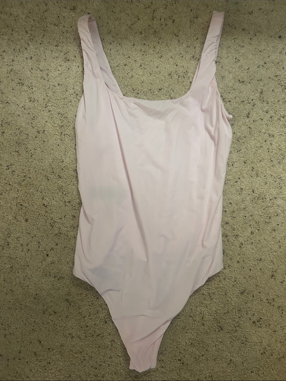 Light Pink 4 Way Stretch Tank Top Thong Bodysuit